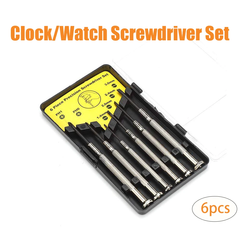 Set di cacciaviti Phillips a taglio di precisione professionali da 6 pezzi, orologio, riparazione portatile