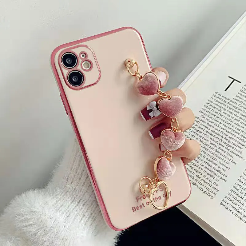 Luxury Heart Bracelet Chain Soft Case For Huawei Nova 8i 7i 8 9 5T 3i 3 4 P50 P20 P30 P40 Lite Pro Wristband phone Cover Fundas