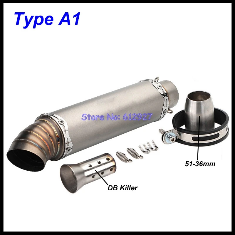 Inlet 51mm Motorcycle Exhaust Pipe Muffler Motorbike Pitbike Scooters Exhaust Slip On Escape Moto Universal