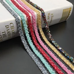 2Yards DIY Hand-stitched Green Blue Tube Beads Braid Lace Ribbon Wedding Dress Skirts Collar Neckline Sewing Lingerie Supplies