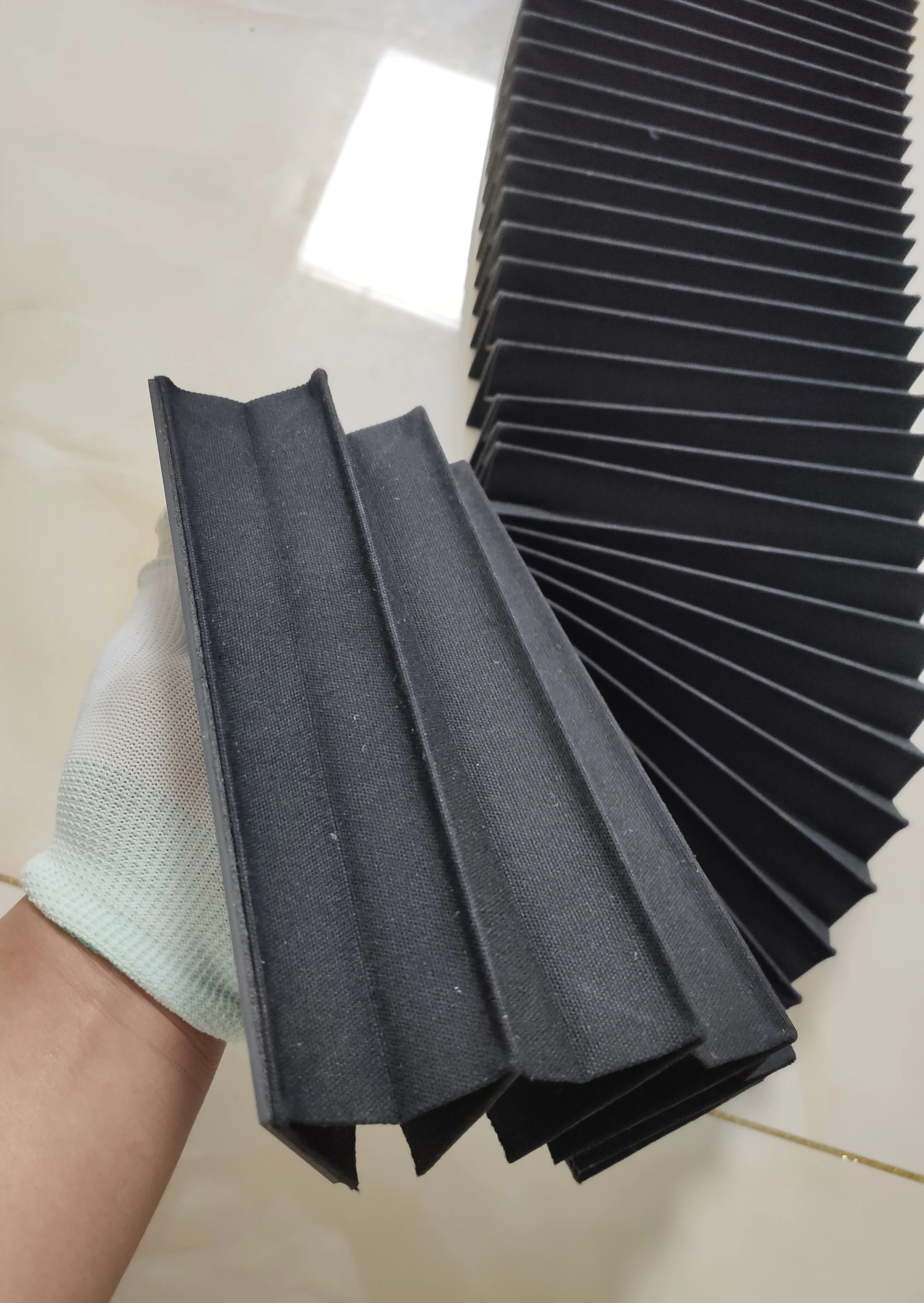 Guide slideway Bellow Covers with fire proof nylon cloth, width 226 mm x height 86 mm x Lmax 3600 mm