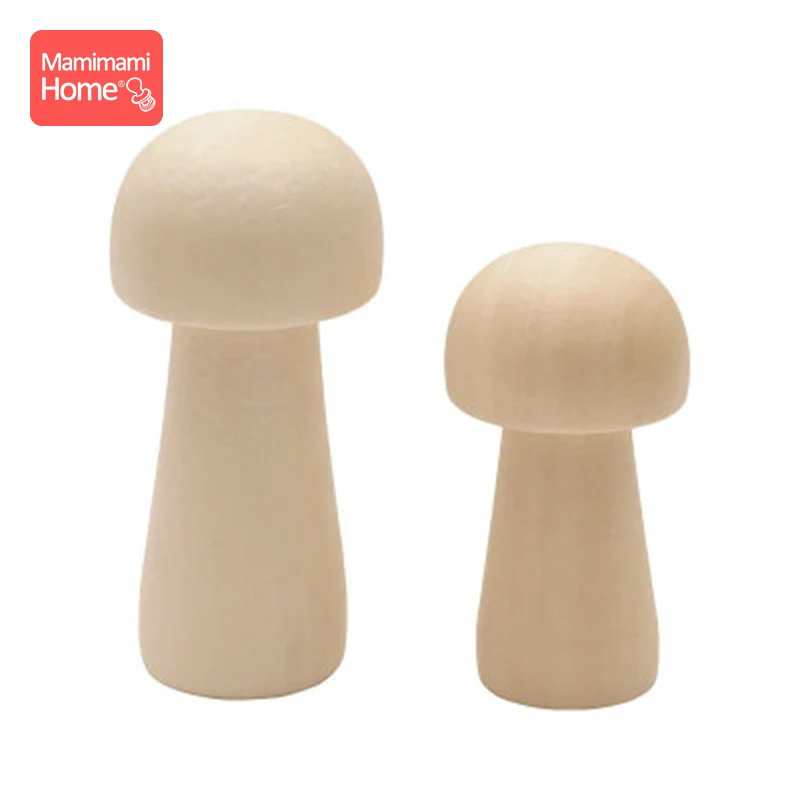 10pc Wooden Peg Doll Mushroom Handmade Wooden Blank Rodent Baby Teether Unfinished Decor Doll Children'S Goods Christmas Gifts