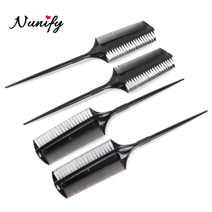 Nunify Hairdressing Double Side Dye Comb With Highlight Comb Weaving Cutting Brush Professional Salon Hair Coloring Tool