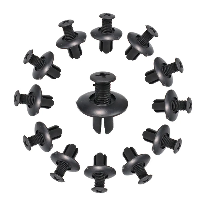 FQC&Rv Car Plastic Rivets,Universal Auto Staples 50 Pcs 8mm Hole Black for Door Panel Fender Bumper Accessories.