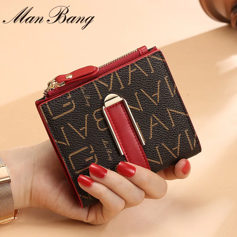 

ManBang Wallet Women 2021 Lady Short Wallets Mini Money Purses Small Fold PVC Leather Female Coin Purse Card Holder