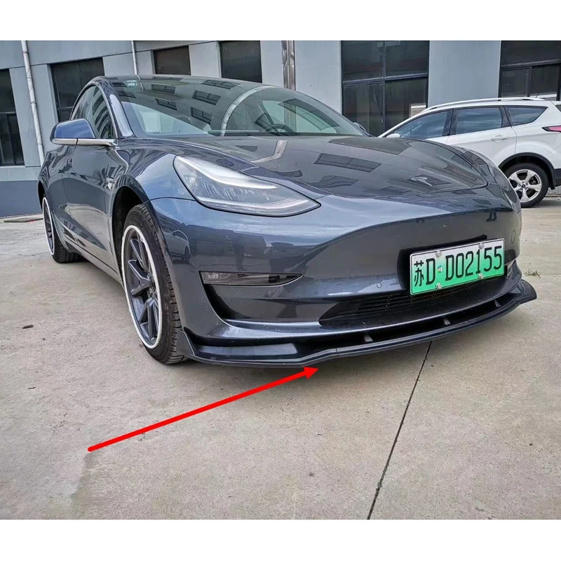 ABS 3-stage Front Bumper Lip Spoiler Bumper Lip Spoiler For For Tesla Model 3 Sedan 4-door  16~18