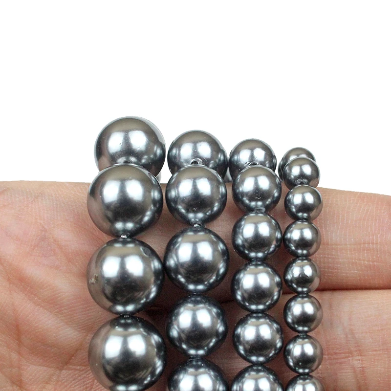 Gray Beads 4-12mm Plated Color Shell Pearl Natural Pearls Handmade DIY Jewelry Accessories Loose Beads Necklace Bracelet