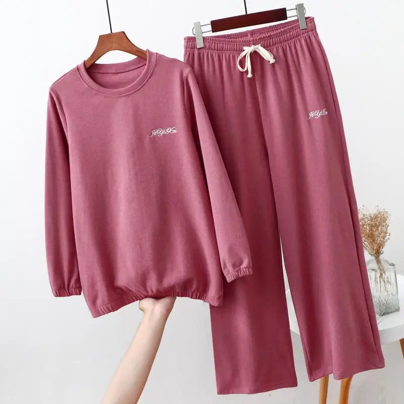 Fdfklak Neue Herbst Winter Warme Nachtwäsche 2 Stück Sets Für frauen Baumwolle Pyjamas Homewear M-XXL Große Größe Pijama Pyjama