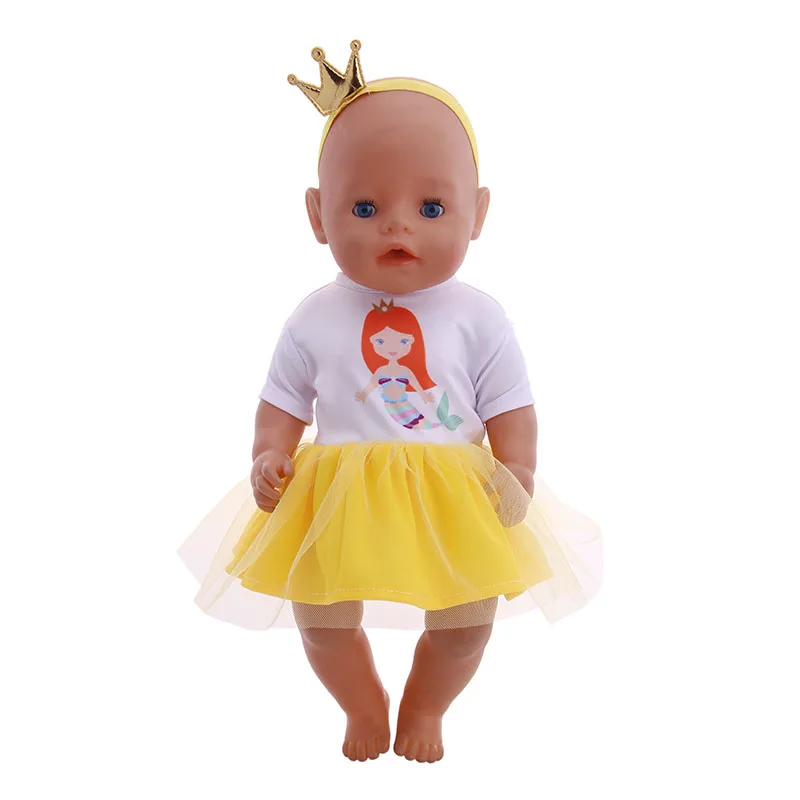 43cm Reborn New Born Baby Doll Clothes Unicorn Mermaid Dsiney Series Clothes Shoes Cartoon Accessories 18 Inch American of girl