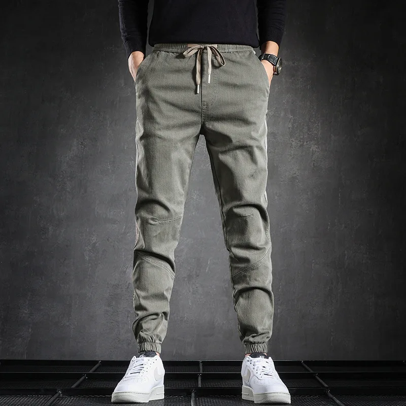 Winter Warm Jeans Men Fleece Lined Jeans Harem Pants Thicken Elastic Loose Fit Grey Pants Male Brand Plus Velvet Big Size