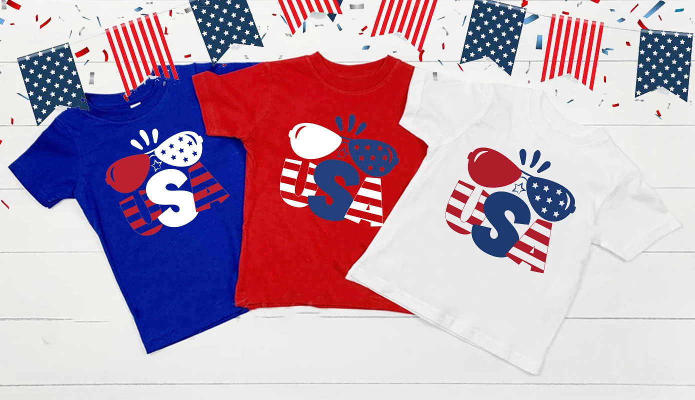 Kids American Flag Shirt Patriotic T-Shirts July 4th Shirts American Independence Day Toddlers tops Kids Holiday tees for gift