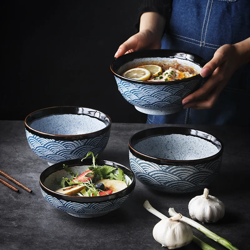 1PCS ANTOWALL Japanese Style Retro Ceramic Noodle Soup Bowl Rice Bowl Large Size Bowl Restaurant use Bowl