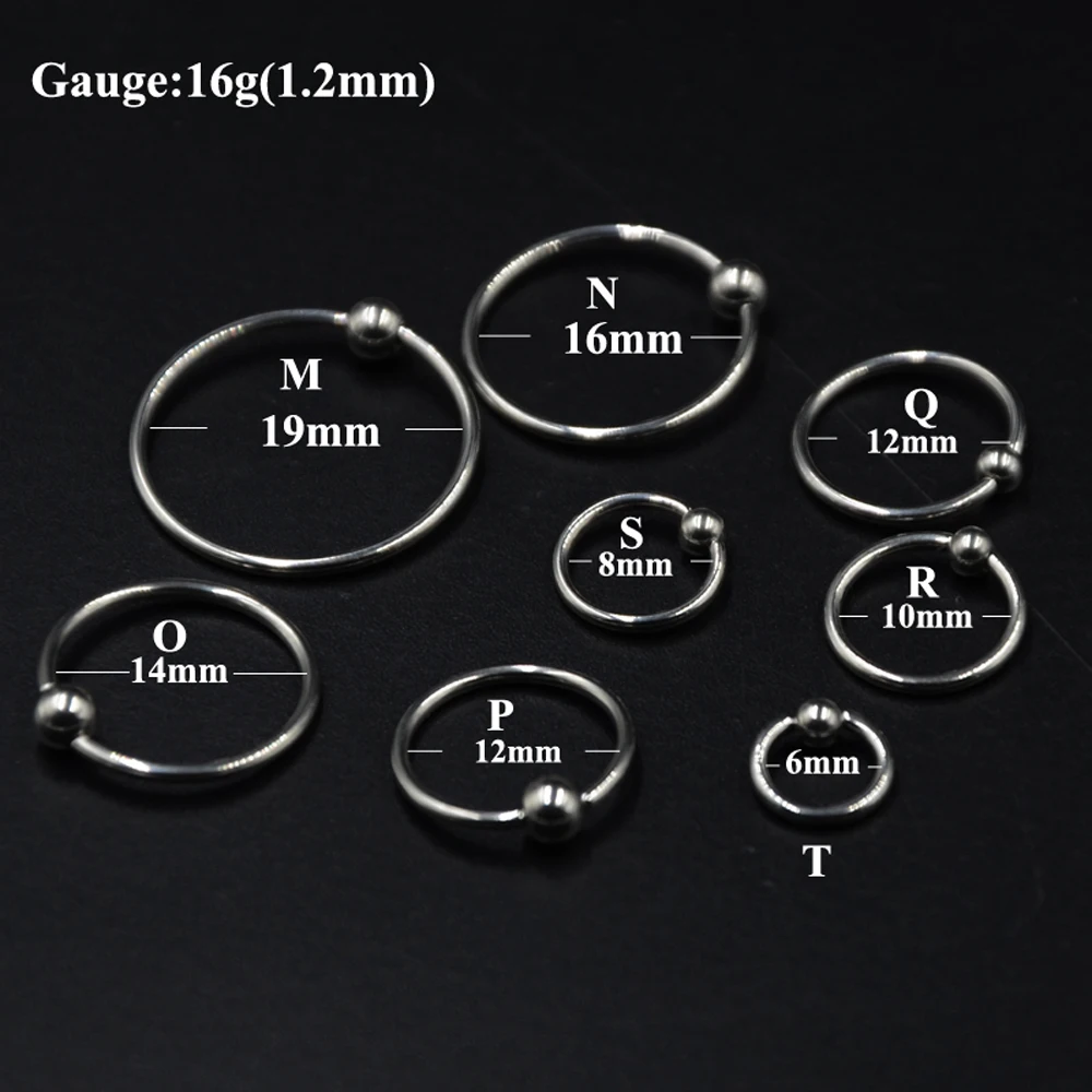 10pcs/Lot Surgical Steel Large Size Captive Bead Lip Rings BCR Nipple Eyebrow Tragus Ear Hoop Earrings Piercing Body Jewelry