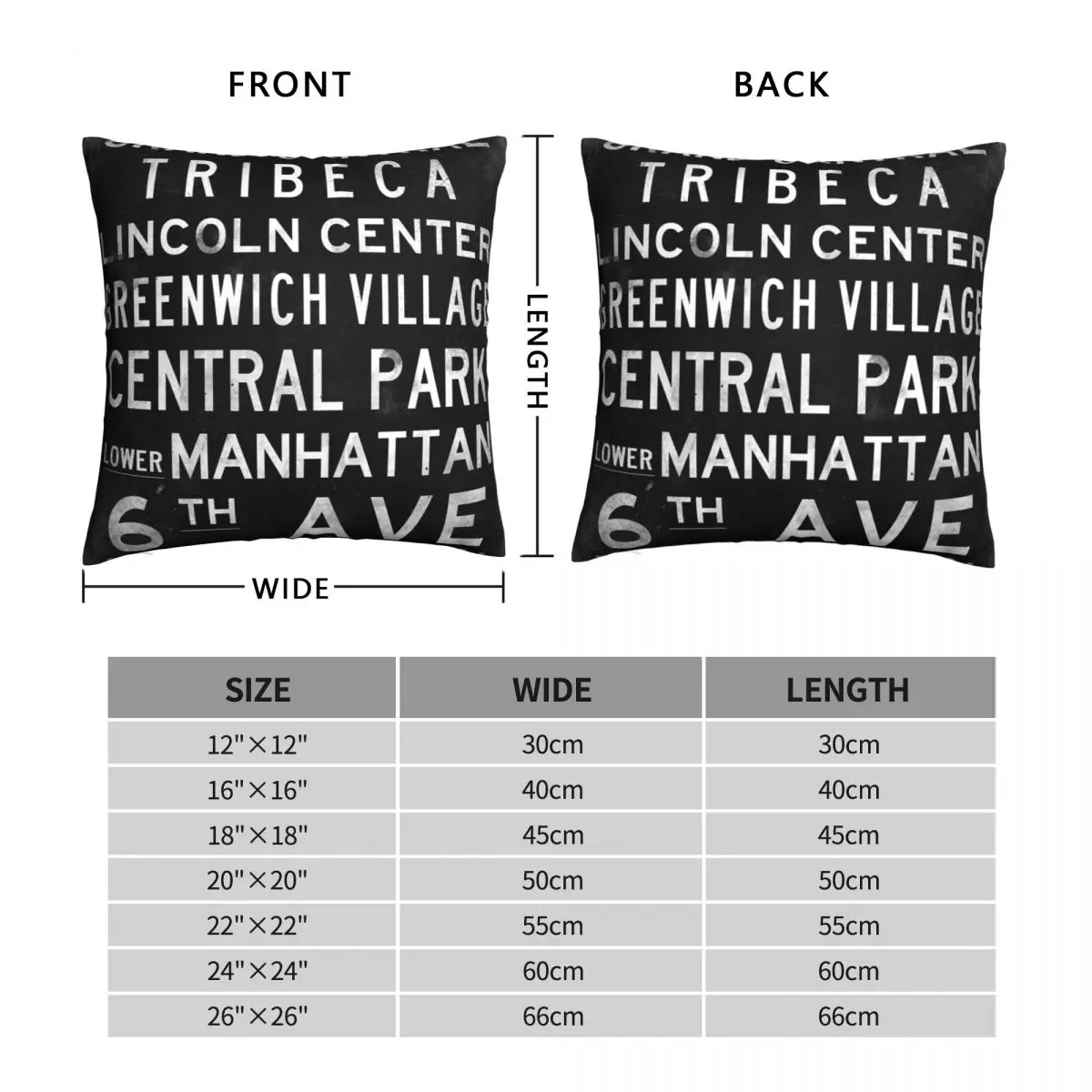 New York SOHO Distressed Subway Square Pillowcase Polyester Linen Velvet Printed Zip Decor Pillow Case Car Cushion Cover