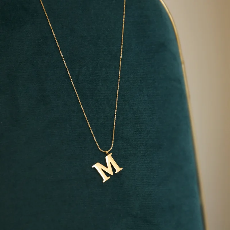 316L Stainless Steel Letters M Necklace For Women Pendant Collar Initial Necklaces For Women Jewelry Gifts NO Fade