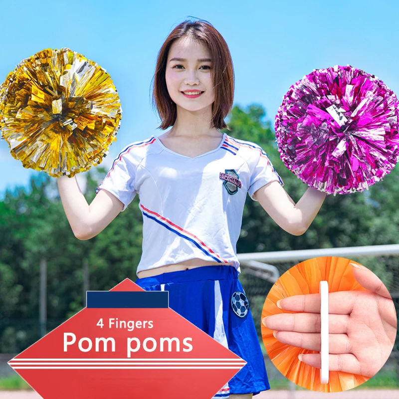 2pcs Cheerleading Pom Poms Cheer Pom Majorettes Girl Cheering Dance Decorator Cheerleading Pompoms Plastic Handles