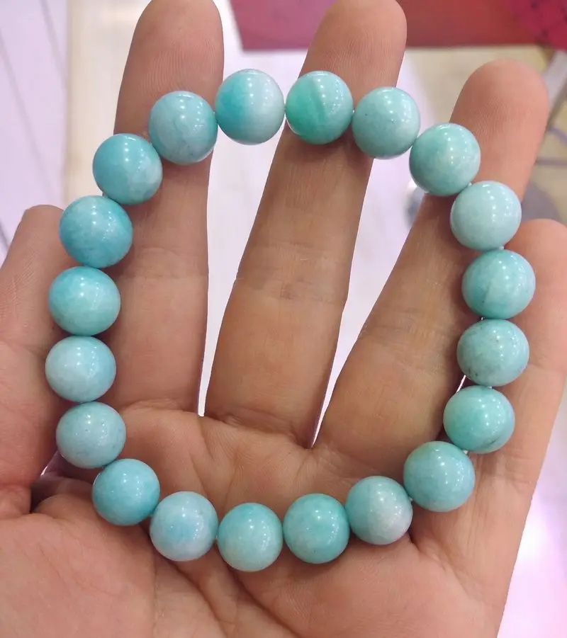 8mm Nature blue Gemstone Mala Bead Bangle Tian He Stone Bracelet Rosary Amulet Rare