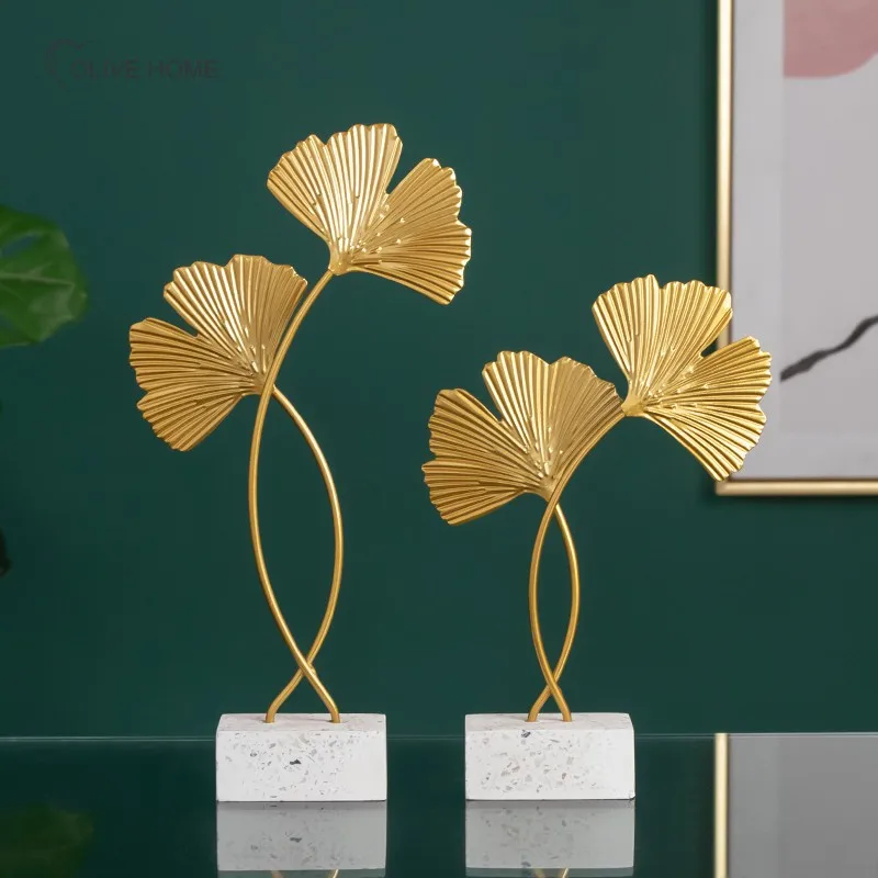 

Золотистая модель листьев Ginkgo, миниатюрная модель настольного шкафа, украшение, оформление для дома или офиса, декоративные