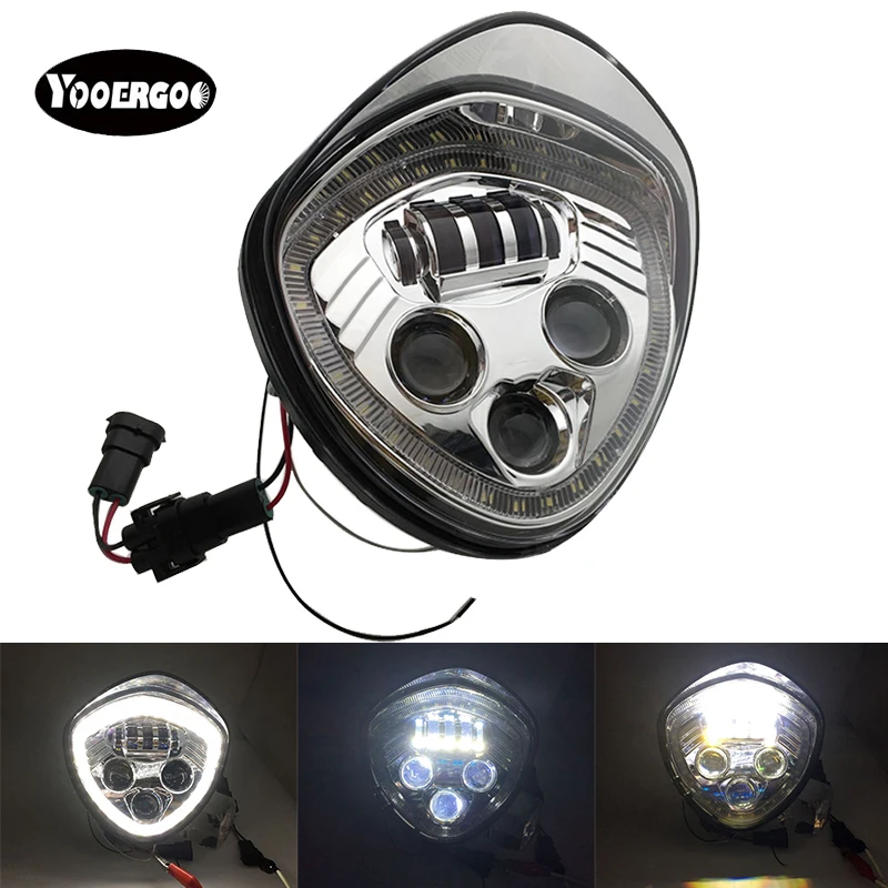 

Black /Chrome Angel Eye LED Headlight For 10-16 Victory Motorcycle Cruisers Cross Road Country