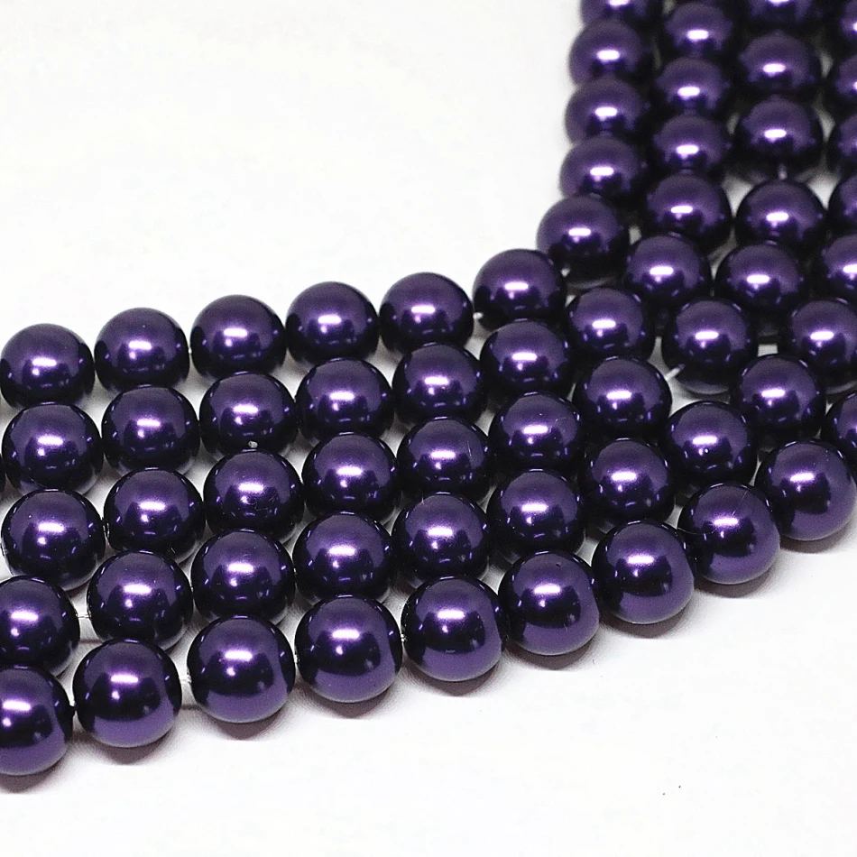 High quality glass Pearl Beads Purple Imitation Pearls Round Bead for DIY Bracelet Jewelry Making 4 6 8 10 12 14mm pearl bead