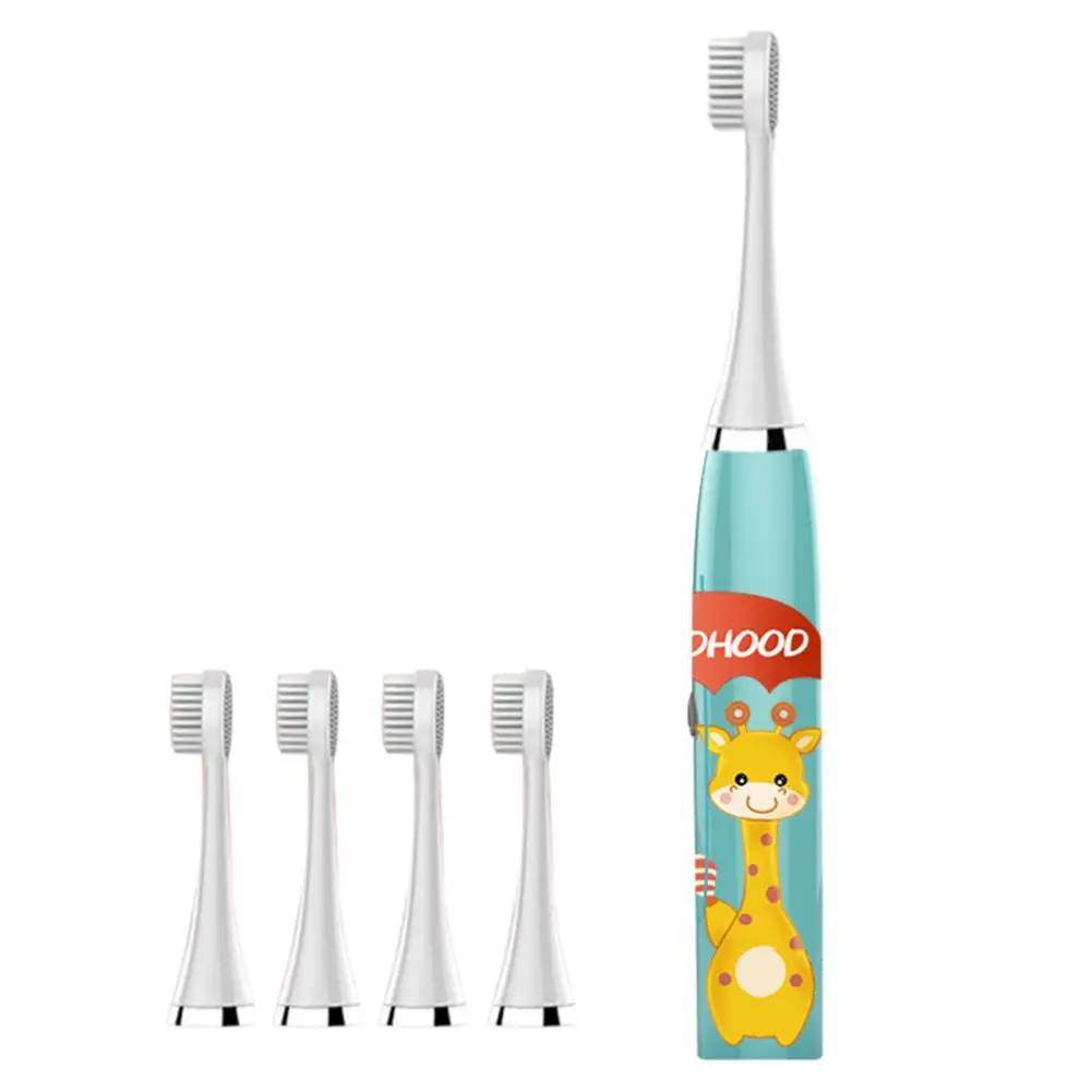 Cartoon Deer Pattern Children Electric Toothbrush with Tooth Brush Heads Electric Teeth Brush Replacement Brush Heads for Kids