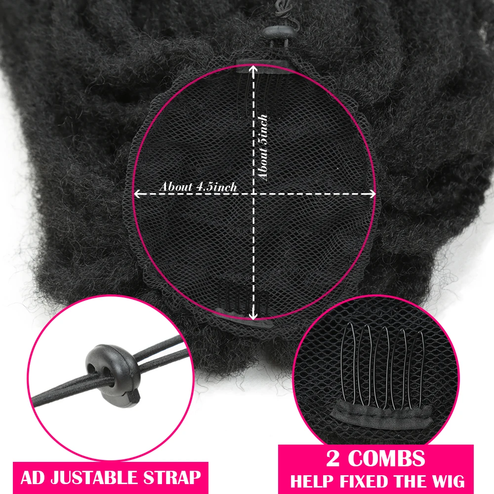 Golden Beauty Synthetic High Temperature Fiber Hair Kinky Curly Soft 18Inch Afro Twist Braid Drawstring Ponytail Black Clip-In