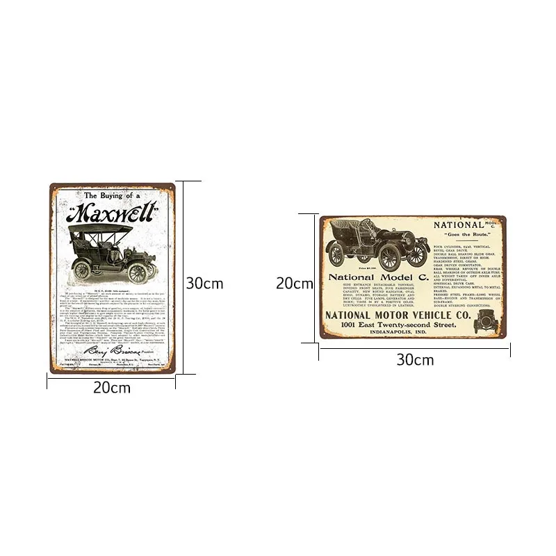 Antique Car Poster Vintage Metal Tin Sign Shabby Chic Plates Pub Bar Garage Wall Decorative Retro Plaque 20x30cm