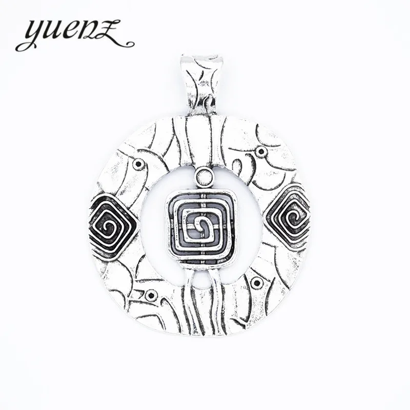 YuenZ 1 pcs Antique Silver color Round Charm Pendants for Bracelet necklace Jewelry Accessories Diy Jewelry Making 72*57mm B152