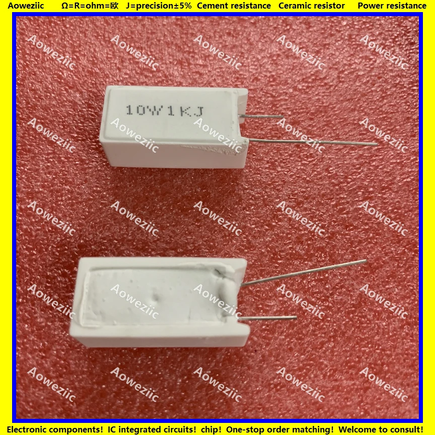 

10Pcs 10W1KJ RX27-5 Vertical Cement Resistance 10W 1K ohm 1KR 1KRJ 10W1K 1000R Ceramic Resistance precision 5% Power resistance