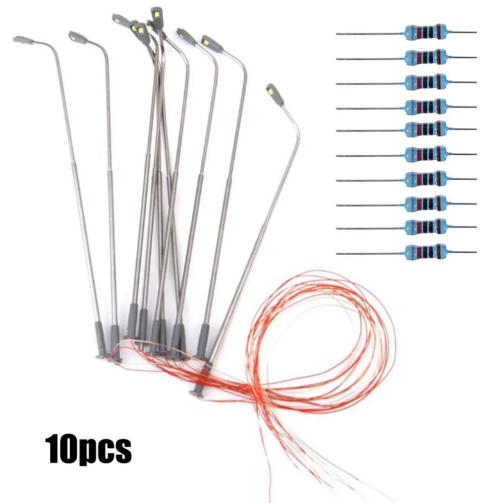 10 szt. Lampka w skali OO lub w skali HO nowoczesna lampa światła uliczne światła uliczne 10cm Model linii kolejowych dla dekoracje dla domu Diy