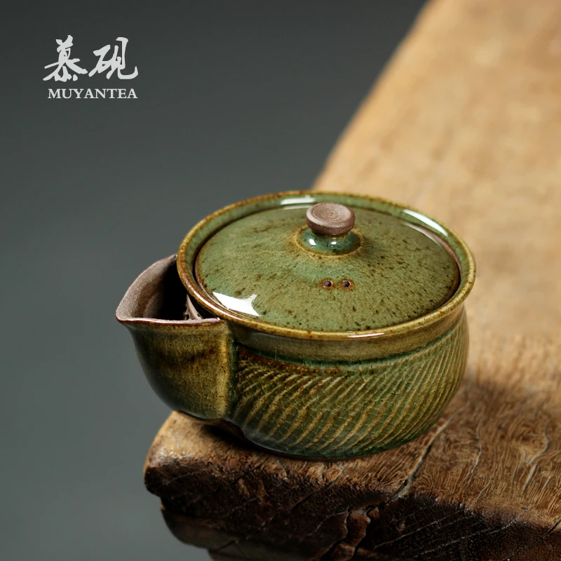 jumping knife hand grasping pot, coarse pottery firewood burning, tea making, cup cover, kiln change Kung Fu Tea Set