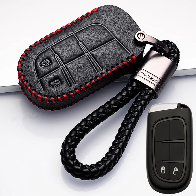 

Leather Car Styling 2 Button Smart Key Case Cover For Jeep Compass/Grand Cherokee For Fiat Viaggio/Ottimo M19