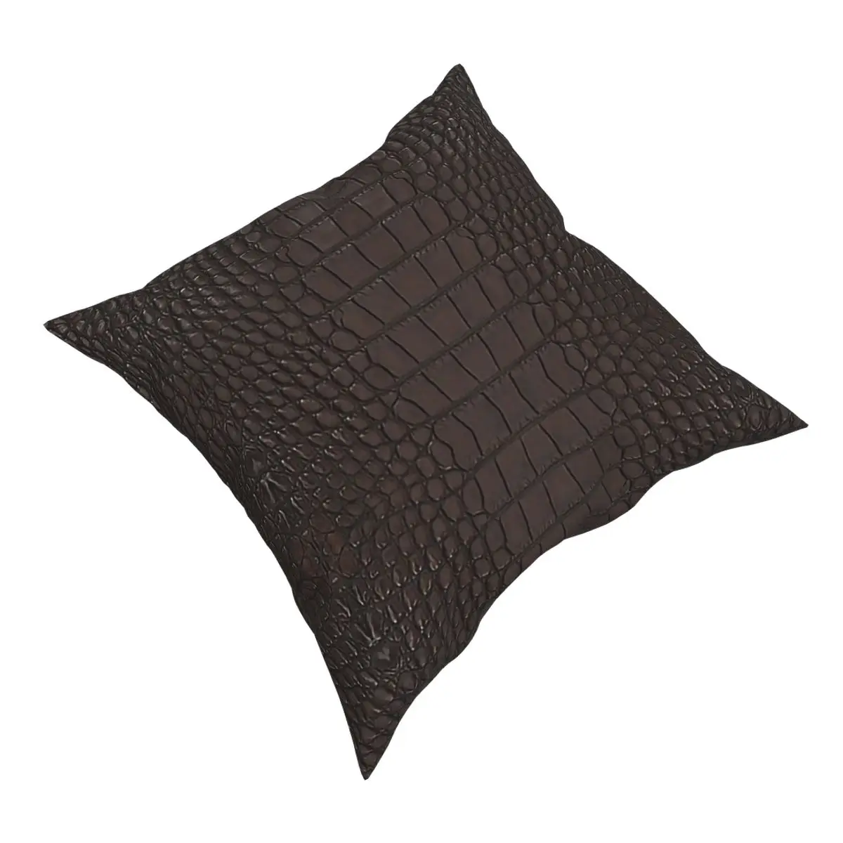 Brown Gator Leather Pillow Cover Home Decorative Cushion Cover Throw Pillow for Sofa Polyester Double-sided Printing Leisure