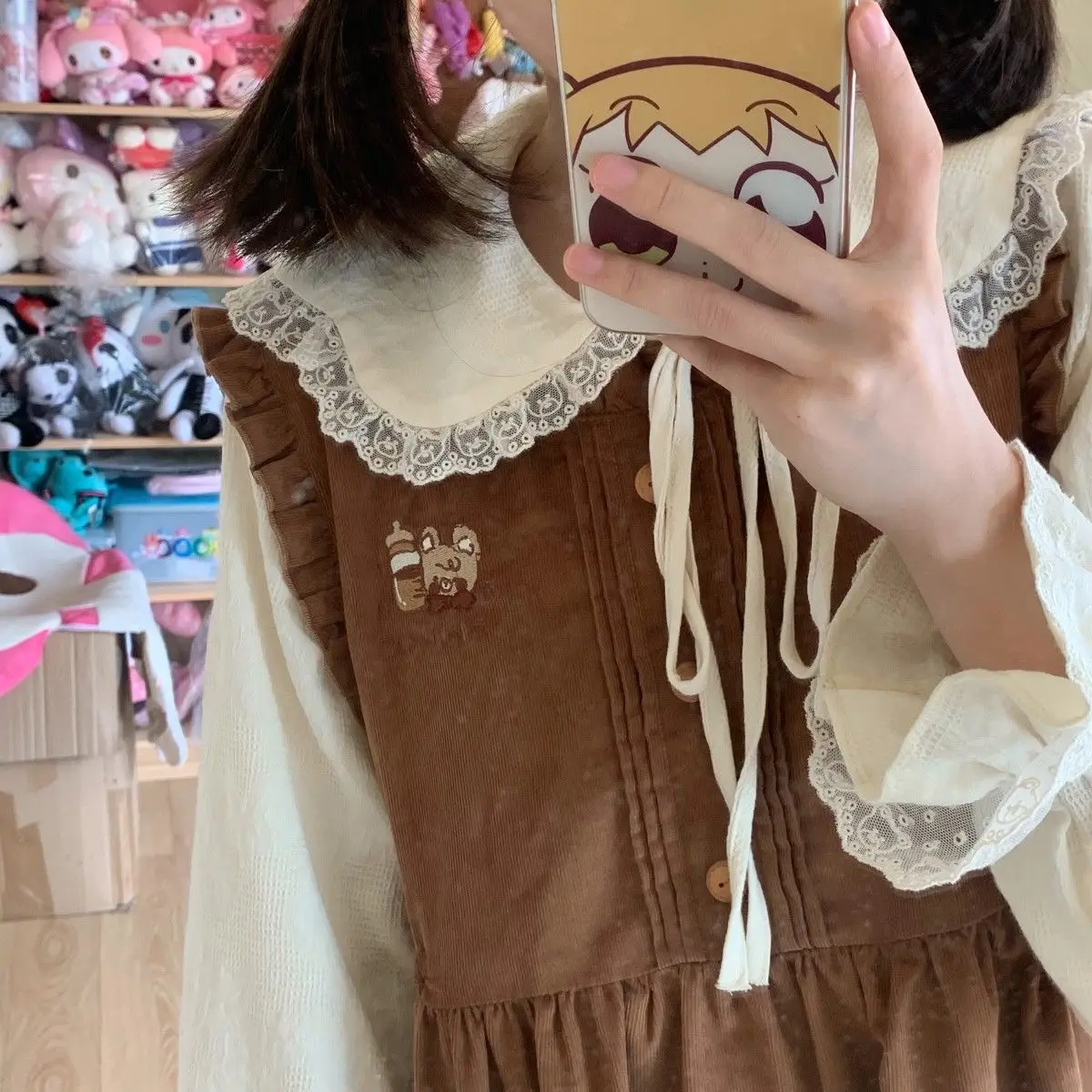 Shirts Women Peter Pan Collar Sweet Girl College Female Tops Casual Lace Younger Flare Sleeve Chic Ulzzang Spring Autumn Clothes