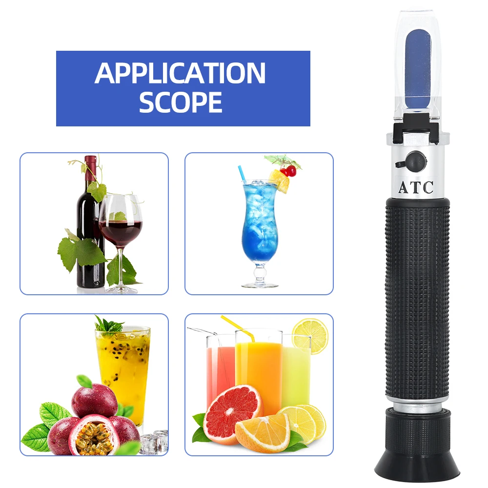 Refractometer Sugar Concentration Meter Densimeter 0-32% Brix Saccharimeter 58~90% Brix 38~43 Be Baume Honey Wine Refractometer