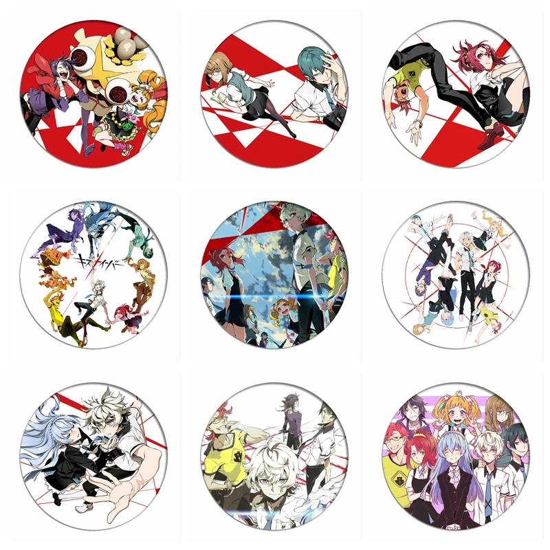 8pcs/lot Kiznaiver Cosplay Badges Agata Katsuhira Brooch Pin Sonozaki Noriko Collection Badge Breastpin for Backpacks Clothing