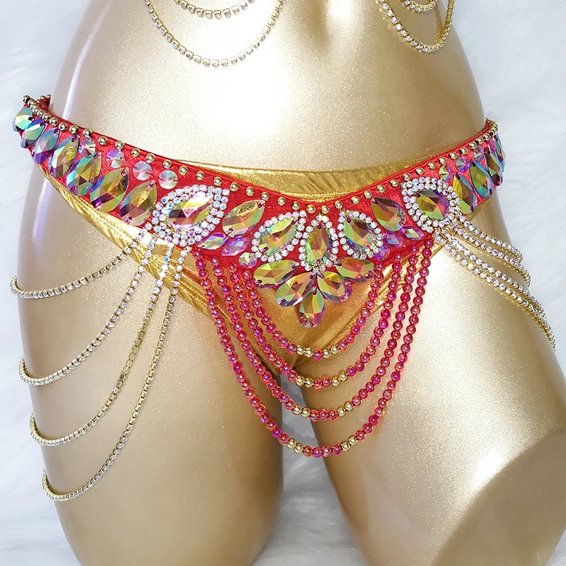 New Stage Wear Sexy Samba Carnival Handmade Belly Dance Costume Suit For Women Beaded Bra&Belt Set Party Rave Dancing Outfit 028