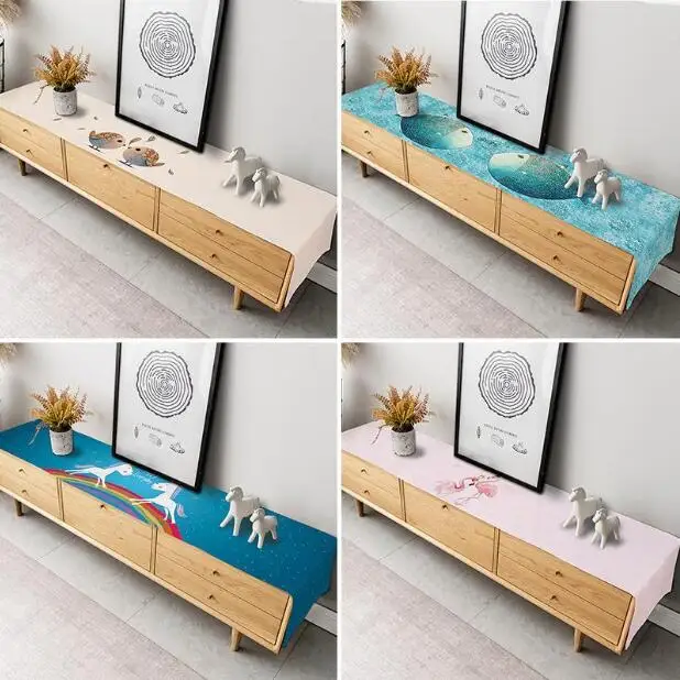 Zebra Table Runner Cotton Linen Woven Table Runners Nordic Modern Tablecloth Dining Table Cabinet Decor Wedding Table Decoration