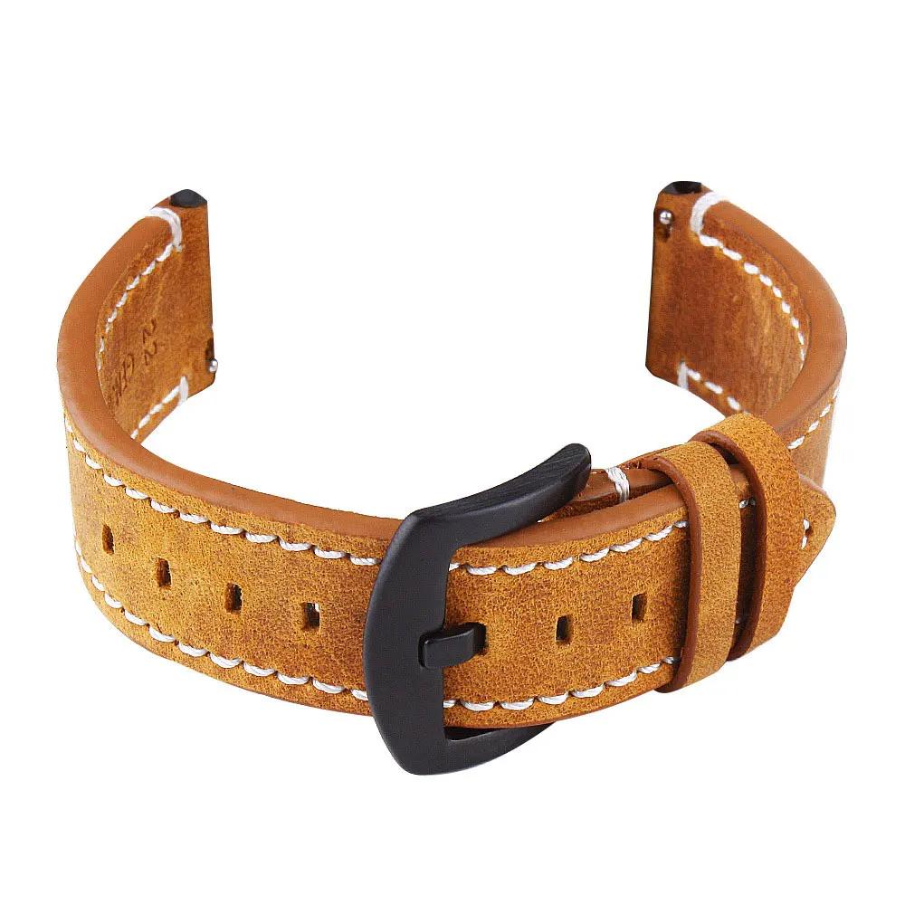 18-24mm Quick Release Vintage Retro Leather Watchband Crazy Horse Men Women Straps For Gear s3 /MOTO Watches Buckle Belt