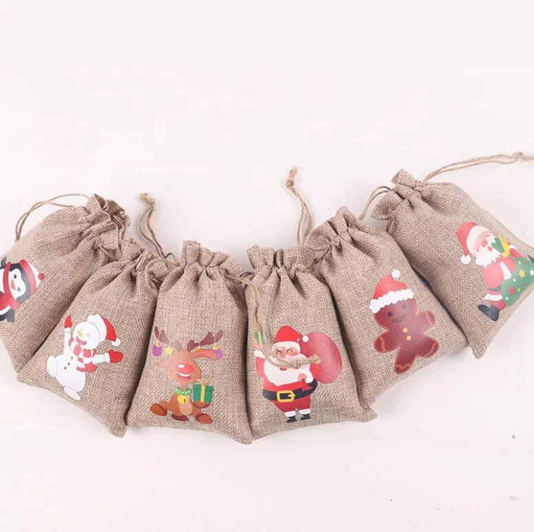 10x15cm Christmas Wedding Party Decoration Drawer Bag Sachet Bag Burlap Christmas Gift Bag Pouch Packaging Bags for Business