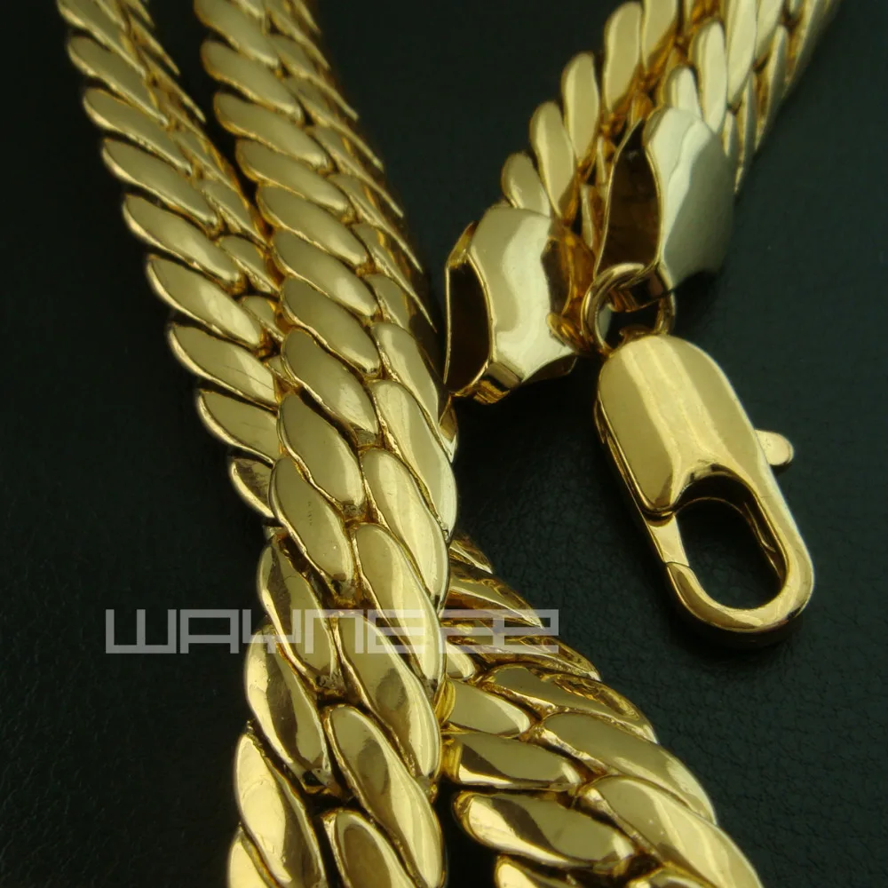 Men gold color 60 cm Length 8 mm Width  Necklace  N236