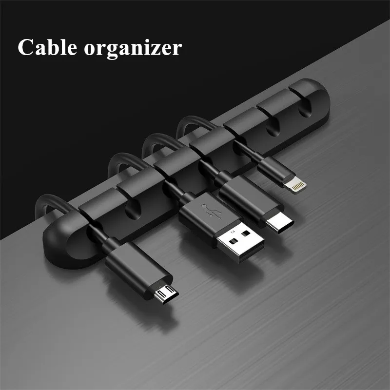 Fijador de Cables USB, Organizador de gestión de Cables, Clip de Cables para oficina, escritorio, teléfono, enrollador de silicona