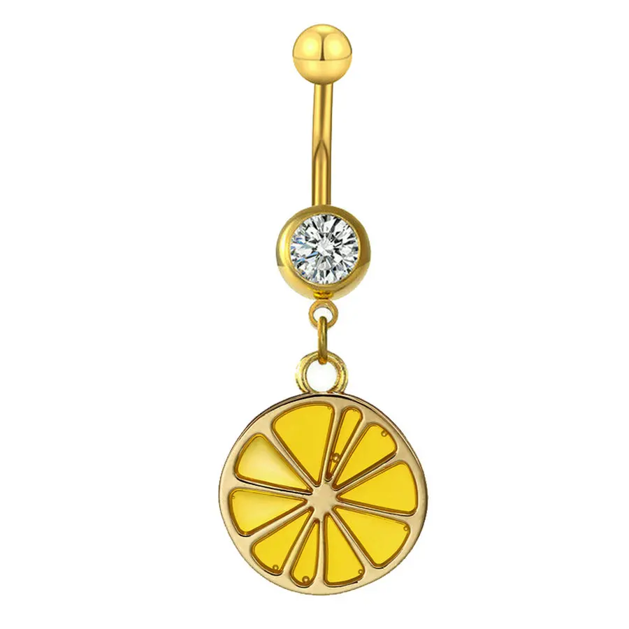 

10pcs/Lot Trendy Orange Pendant Belly Ring Dangle Gold Color Pendant for Woman Gift Piercing Ombligo