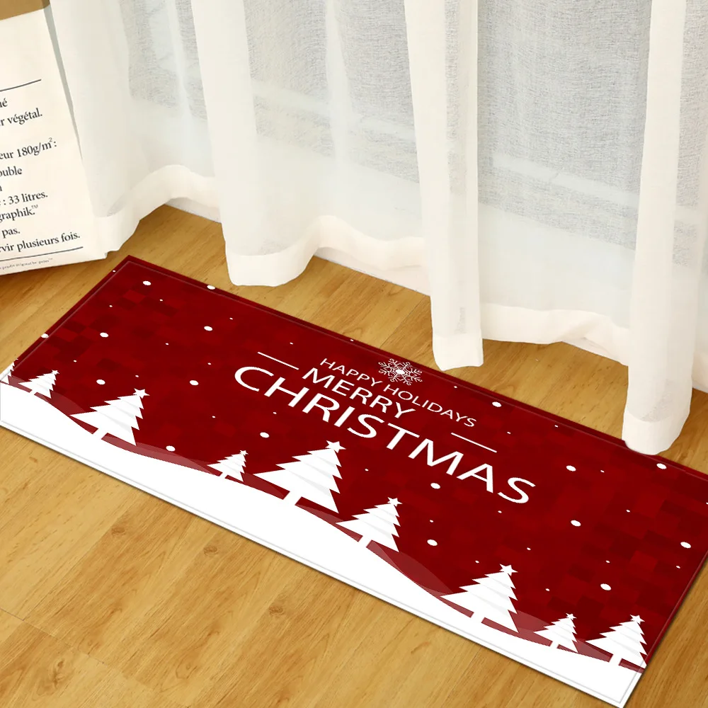 

2022 New Year 25 style Carpet Merry Christmas Entrance Doormat Anti-Slip Kitchen Bath Floor Mat Indoor Xmas Decoration Area Rugs