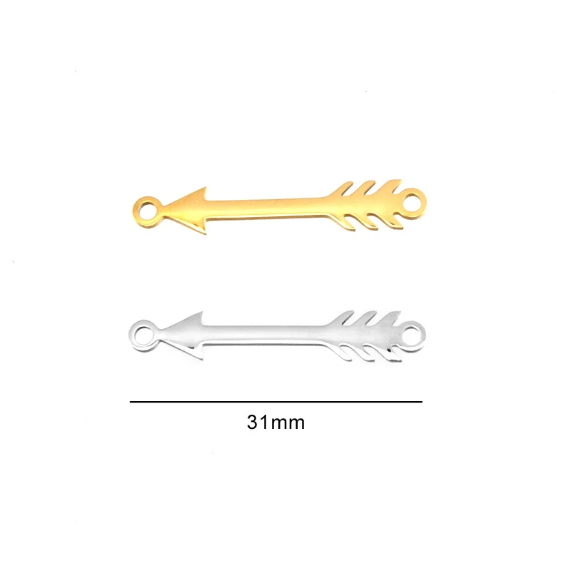 Stainless steel Arrow Charms Connectors For DIY Bracelet Necklace Jewelry mirror polished good quality 100pcs