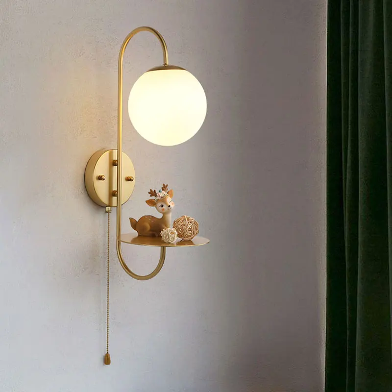 

Modern Glass Wall Lamp Nordic Gold Iron Wall Lighting Sconce Light Fixtures Bathroom Bedroom Light Led Mirror Lights Home Decor