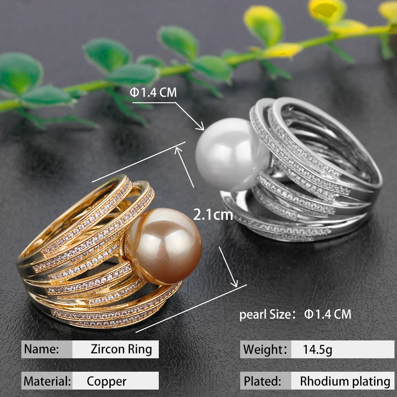 Bride Talk Trendy Pearl Ring Twist Line AAA Cubic Zirconia Fashion Bridal Wedding Rings Super Quality Women Jewelry Accessories