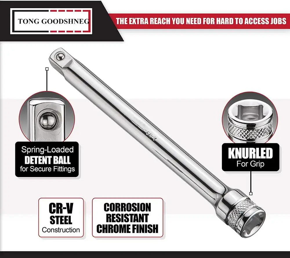 3-Piece 1/4-Inch Drive Socket Extension Set 2'' 4'' 6'' 10''Extensions Premium Chrome Vanadium Steel,Drive Socket Sets