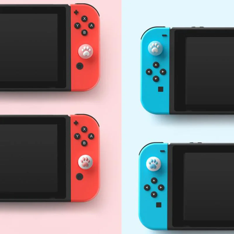 4 Uds Linda Pata de Gato garra pulgar Stick Grip Cap Joystick Cover para Nintend Switch Lite NS joy-con controlador Gamepad caja de la barra de pulgar