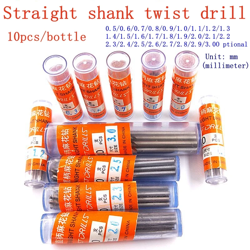 Mata bor lurus, batang lurus, bor putar 0.5MM-3MM 1MM 2MM, jarum lubang manik untuk batu permata mutiara/Amber/manik-manik kayu